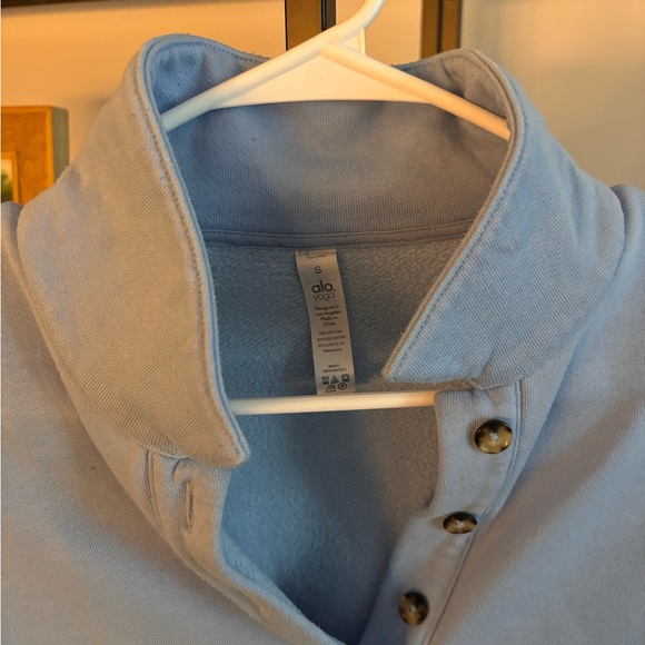 Alo Size S Light Blue Polo Henley Pullover - Picture 3 of 4